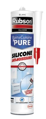 Mastic Silicone Bain & Cuisine Pure anti moisissures blanc 280 ml RUBSON