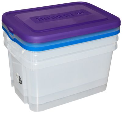 Bacs plastiques Handy box 50 litres avec couvercle x3
