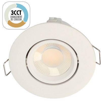 Spot encastrable orientable BBC blanc dynamique CCT IP65 600 lumens - ARLUX