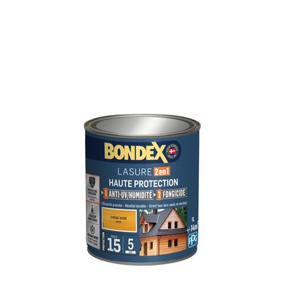 Lasure 2 en 1 haute protection 5 ans chêne doré 1 l BONDEX