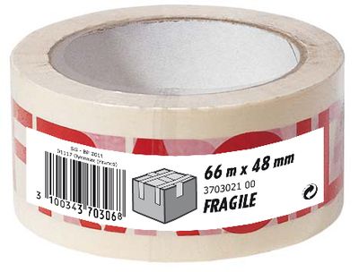 Adhésif emballage fragile 66 m x 48 mm 3M