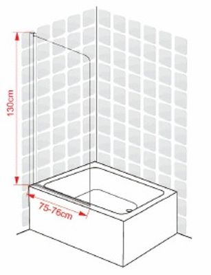 Pare-baignoire Cuba chromé 75 x 130 cm