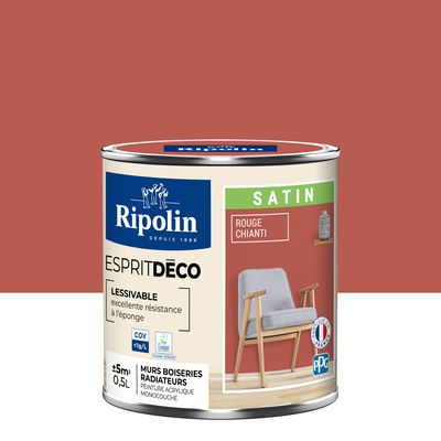 Peinture Intérieure Couleur - Satin - 0,5L - Rouge Chianti - RIPOLIN