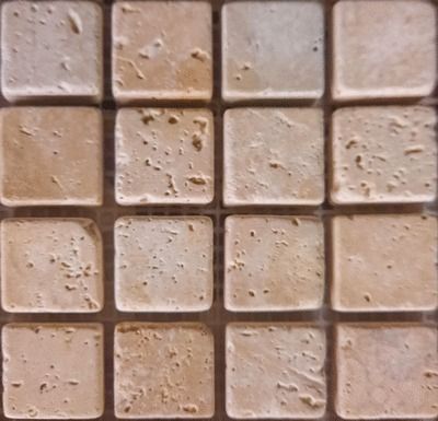 Mosaïque travertin rustique 2,3 x 2,3 cm sur trame 30 x 30 cm ARCARMA