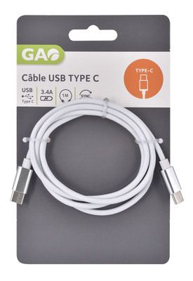 Câble chargeur USB type C vers type C 1 m GAO