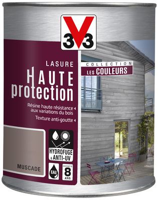 Lasure bois Haute Protection intérieur extérieur couleur muscade 1 l V33