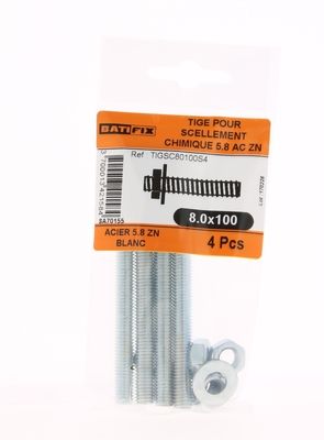 Tiges filetées diamètre 8 mm longueur 100 mm par 4 BATIFIX