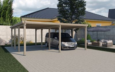 Carport double -  618 - 603 x 612 cm - toit en acier Livraison gratuite domicile WEKA