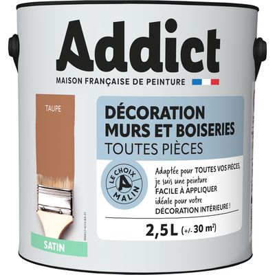 Peinture décoration Murs et Boiseries SATIN 2.5 L taupe - ADDICT