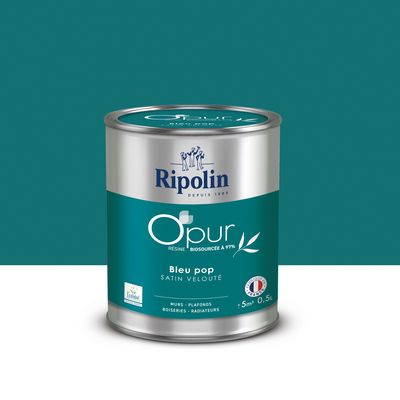 Peinture O'PUR mur & boiserie Bleu Pop satin 500 ml - RIPOLIN