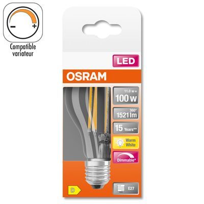 Ampoule LED E27 Retrofit dimmable 12 W = 1521 lumens blanc chaud SST OSRAM