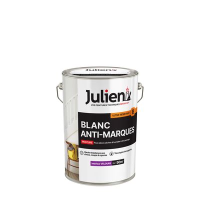 Peinture acrylique anti-marque blanc velours 5 l - JULIEN