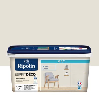 Peinture Intérieure Couleur - Mat - 2,5L - Blanc Cassé - RIPOLIN