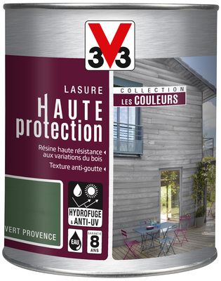 Lasure bois Haute Protection intérieure extérieure couleur vert Provence 1 l V33