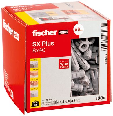 Chevilles SX PLUS diamètre 8 longueur 40 mm par 100 FISCHER