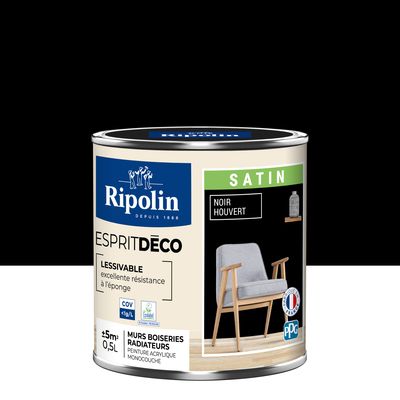 Peinture Intérieure Couleur - Satin - 0,5L - Noir - RIPOLIN