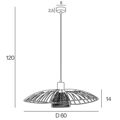 Suspension laiton noir E27 15W Ø58 cm ROMY - COREP