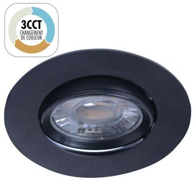 Spot encastrable orientable LED blanc dynamique CCT 550 lumens noir IRIS - ARIC