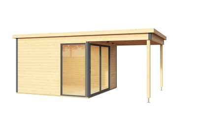 Abri de jardin bois Domeo 2+ 44 mm - 8,48 m² + extension 5,80 m²