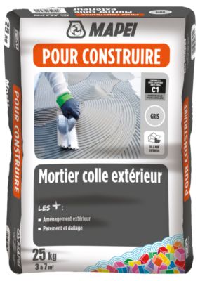 Mortier colle extérieure Gris 25 kg MAPEI