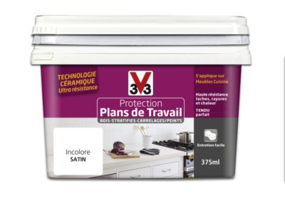 Peinture de rénovation pour plan de travail finition satinée incolore 375 ml V33