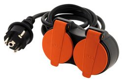 Rallonge électrique extérieur IP44 5m 2 prises noir/ orange