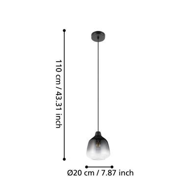 Suspension verre fumé E27 40W Ø20 cm SEDBERGH - EGLO