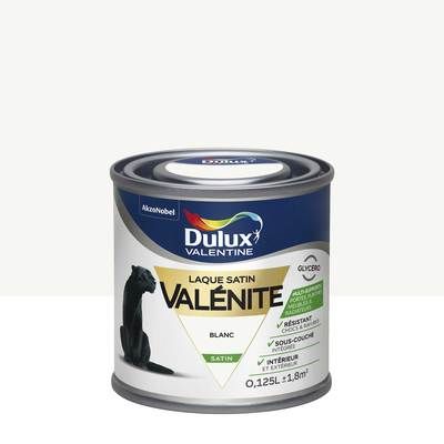 Peinture Laque Valénite Blanc satin 125 ml - DULUX VALENTINE