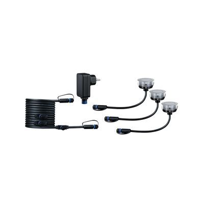 Spots encastrables extérieur LED blanc chaud IP67 3x2W 3x90 lumens 24V Kit de démarrage - Floor Plug & Shine PAULMANN