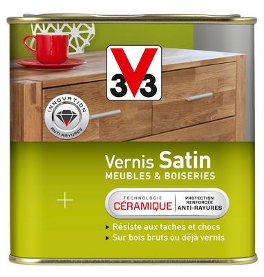 Vernis satin meubles et boiseries acajou clair 0,5 l. V33