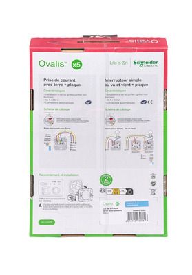 5 prises affleurantes 2P+T complètes blanc - Ovalis SCHNEIDER ELECTRIC