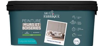 Peinture mur et boiserie Turquoise satin 2,5 l - LA FABRIQUE