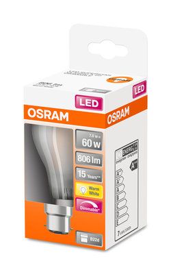 Ampoule LED B22 variable 60W=806 lumens blanc chaud - OSRAM