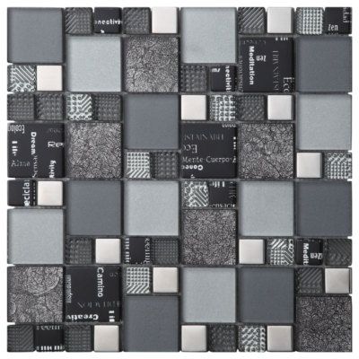 Mosaïque murale carré multi format gris Malla Carnaval 30 x 30 cm DISTRIMAT