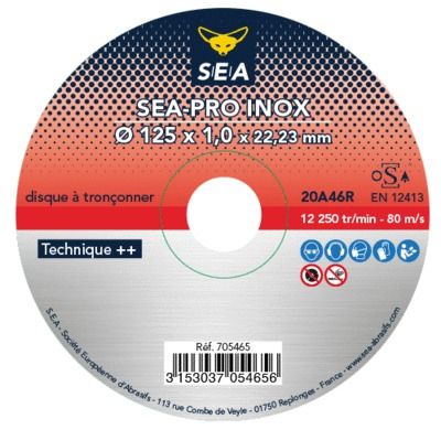 Disque à tronçonner Pro Inox diamètre 125 mm SEA