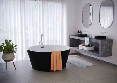 Baignoire îlot ronde noire diamètre 140 cm Ciarra BALNEO