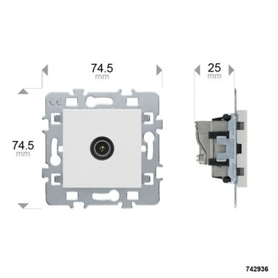 Prise TV mâle 9.52mm finition blanche - Casual DEBFLEX