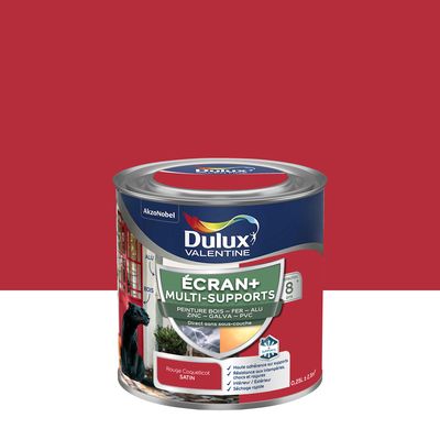 Peinture Ecran+ Multi-supports Dulux Valentine Satin Rouge Coquelicot 0,25 L