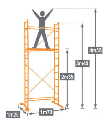 Echafaudage en aluminium TEK'UP travail en hauteur 4m55 CENTAURE