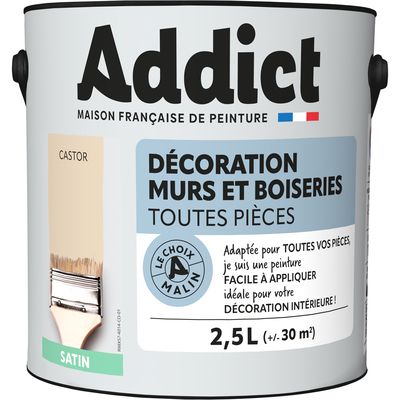 Peinture décoration Murs et Boiseries SATIN 2.5 L castor - ADDICT