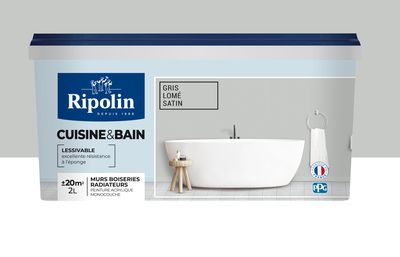 Peinture Cuisine et Salle de Bain-Satin-2L-Gris Lomé - RIPOLIN