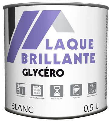 Laque glycero Blanc brillant 500 ml