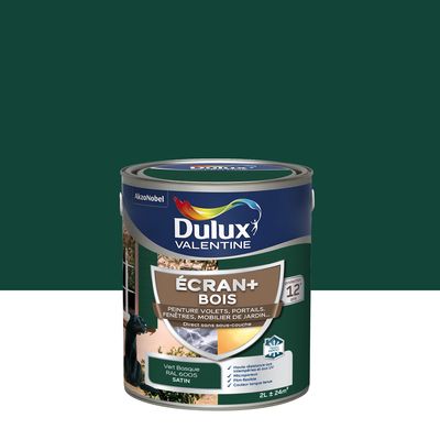 Peinture Ecran+ Bois  Satin Vert Basque 2 L - DULUX VALENTINE