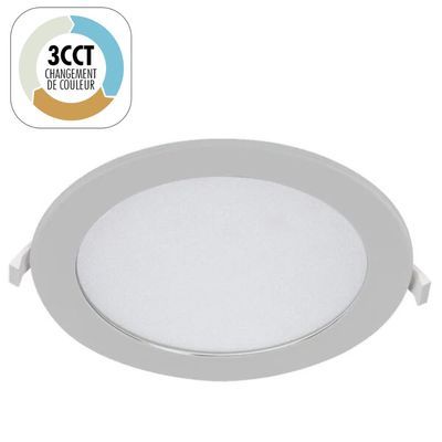 Spot encastrable LED blanc dynamique CCT 1550 lumens D 220mm blanc - ARLUX