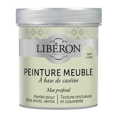 Peinture meuble bois à la caséine mat vert à soie 0,5 L LIBERON