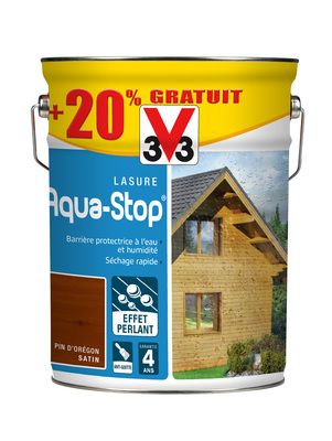 Lasure bois Aqua-Stop® protection intérieure et extérieure pin Oregon 5 l + 20% V33