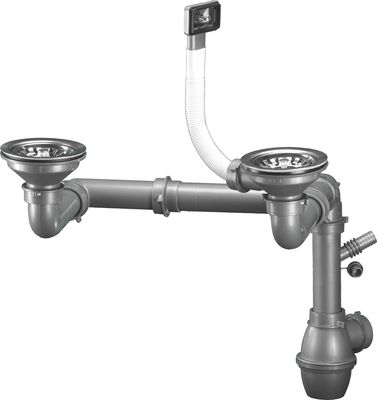 Vidage avec siphon pour évier 2 bacs diamètre 90 mm NORD INOX