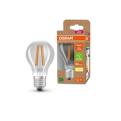 Ampoule LED Standard E27 à filament 5W=1055 lumens Blanc chaud Classe A OSRAM