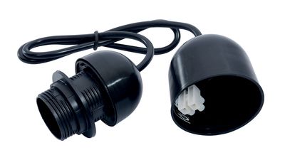 Monture plastique E27 noire avec bague pour suspension