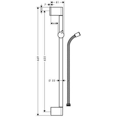 Barre de douche avec douchette 2 jets 100 mm et flexible chromés Vernis Blend Vario HANSGROHE